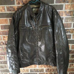 Military Brown Fleece Lined Faux Leather Biker MOT